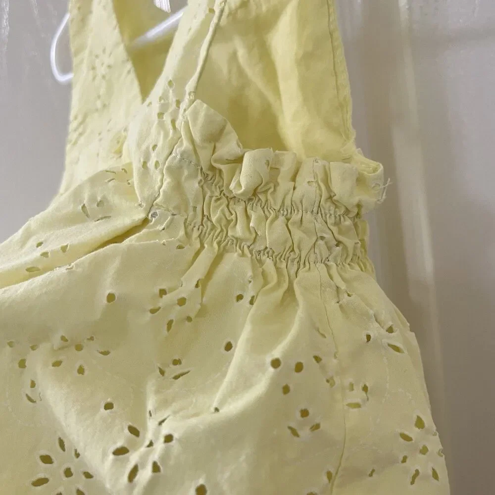 Zara Yellow Embroidered Balloon Dress Girls Size 5 FLAWS